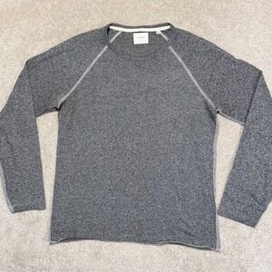 Billy Reid Pullover Shirt Mens L Gray Raglan Long Sleeve Marl Crew Neck
